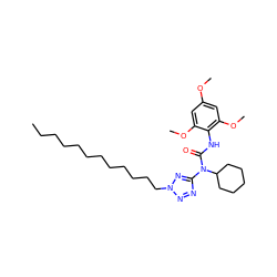 CCCCCCCCCCCCn1nnc(N(C(=O)Nc2c(OC)cc(OC)cc2OC)C2CCCCC2)n1 ZINC000014286010