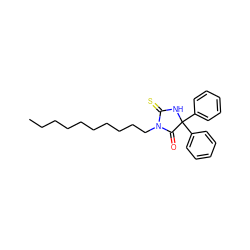 CCCCCCCCCCN1C(=O)C(c2ccccc2)(c2ccccc2)NC1=S ZINC000043491228