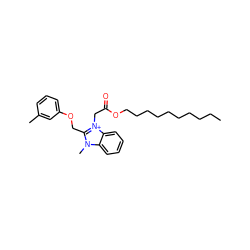 CCCCCCCCCCOC(=O)C[n+]1c(COc2cccc(C)c2)n(C)c2ccccc21 ZINC000038144607