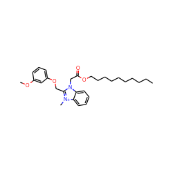 CCCCCCCCCCOC(=O)Cn1c(COc2cccc(OC)c2)[n+](C)c2ccccc21 ZINC000038140895