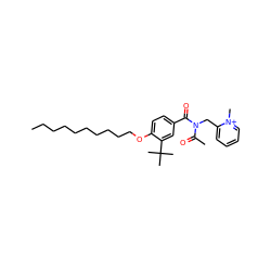 CCCCCCCCCCOc1ccc(C(=O)N(Cc2cccc[n+]2C)C(C)=O)cc1C(C)(C)C ZINC000038361359