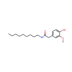 CCCCCCCCCNC(=O)Cc1ccc(O)c(OC)c1 ZINC000043815803