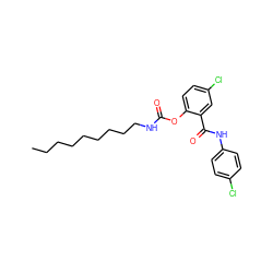 CCCCCCCCCNC(=O)Oc1ccc(Cl)cc1C(=O)Nc1ccc(Cl)cc1 ZINC000049762962