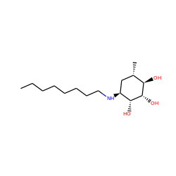 CCCCCCCCN[C@H]1C[C@H](C)[C@@H](O)[C@H](O)[C@@H]1O ZINC000036349036