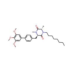 CCCCCCCCN1C(=O)[C@@H](Cc2ccc(-c3cc(OC)c(OC)c(OC)c3)cc2)N(C)C(=O)[C@@H]1C ZINC000038159194