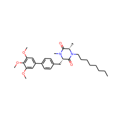 CCCCCCCCN1C(=O)[C@H](Cc2ccc(-c3cc(OC)c(OC)c(OC)c3)cc2)N(C)C(=O)[C@@H]1C ZINC000038159207