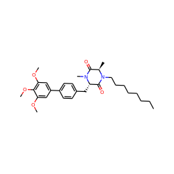 CCCCCCCCN1C(=O)[C@H](Cc2ccc(-c3cc(OC)c(OC)c(OC)c3)cc2)N(C)C(=O)[C@H]1C ZINC000038159195