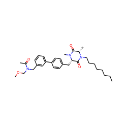 CCCCCCCCN1C(=O)[C@H](Cc2ccc(-c3cccc(CN(COC)C(C)=O)c3)cc2)N(C)C(=O)[C@@H]1C ZINC000038159197