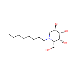 CCCCCCCCN1C[C@H](O)[C@H](O)[C@H](O)[C@@H]1CO ZINC000036338462