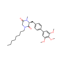 CCCCCCCCN1CC(=O)N(C)[C@@H](Cc2ccc(-c3cc(OC)c(OC)c(OC)c3)cc2)C1=O ZINC000038159196