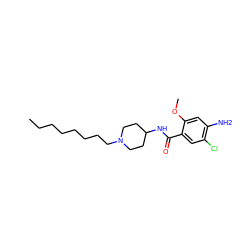 CCCCCCCCN1CCC(NC(=O)c2cc(Cl)c(N)cc2OC)CC1 ZINC000043023913