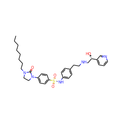 CCCCCCCCN1CCN(c2ccc(S(=O)(=O)Nc3ccc(CCNC[C@H](O)c4cccnc4)cc3)cc2)C1=O ZINC000034801609