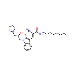 CCCCCCCCNC(=O)/C(C#N)=C/c1c(C)n(C[C@H](O)CN2CCCC2)c2ccccc12 ZINC000095595144