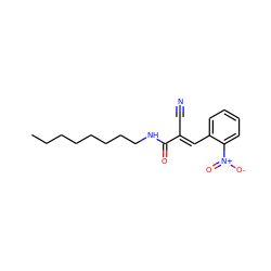 CCCCCCCCNC(=O)/C(C#N)=C/c1ccccc1[N+](=O)[O-] ZINC000003225174