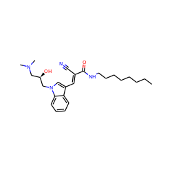 CCCCCCCCNC(=O)/C(C#N)=C/c1cn(C[C@H](O)CN(C)C)c2ccccc12 ZINC000095593457