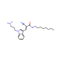 CCCCCCCCNC(=O)/C(C#N)=C/c1cn(CCCN(C)C)c2ccccc12 ZINC000049872225