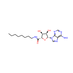 CCCCCCCCNC(=O)[C@H]1O[C@@H](n2cnc3c(N)ncnc32)[C@H](O)[C@@H]1O ZINC000036176936