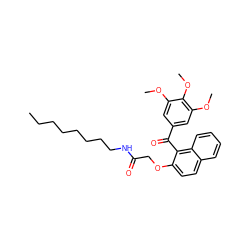 CCCCCCCCNC(=O)COc1ccc2ccccc2c1C(=O)c1cc(OC)c(OC)c(OC)c1 ZINC000034802595