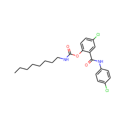 CCCCCCCCNC(=O)Oc1ccc(Cl)cc1C(=O)Nc1ccc(Cl)cc1 ZINC000049766659