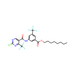 CCCCCCCCOC(=O)c1cc(NC(=O)c2cnc(Cl)nc2C(F)(F)F)cc(C(F)(F)F)c1 ZINC000036178870