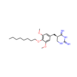 CCCCCCCCOc1c(OC)cc(C[C@@H]2CNC(=N)NC2=N)cc1OC ZINC000043356661