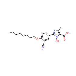 CCCCCCCCOc1ccc(-c2nc(C)c(C(=O)O)n2O)cc1C#N ZINC000473157117