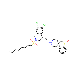 CCCCCCCCS(=O)(=O)N(C)C[C@@H](CCN1CCC2(CC1)C[S@@+]([O-])c1ccccc12)c1ccc(Cl)c(Cl)c1 ZINC000038150238