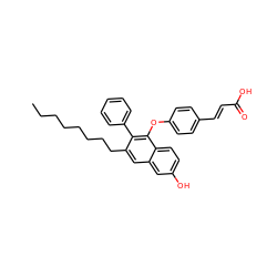 CCCCCCCCc1cc2cc(O)ccc2c(Oc2ccc(/C=C/C(=O)O)cc2)c1-c1ccccc1 ZINC000049877789