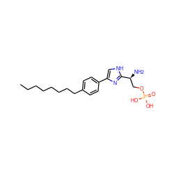 CCCCCCCCc1ccc(-c2c[nH]c([C@@H](N)COP(=O)(O)O)n2)cc1 ZINC000038149372