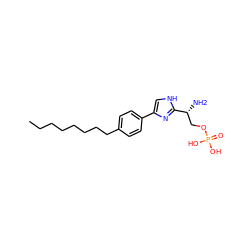 CCCCCCCCc1ccc(-c2c[nH]c([C@H](N)COP(=O)(O)O)n2)cc1 ZINC000038149369