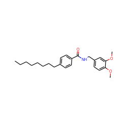 CCCCCCCCc1ccc(C(=O)NCc2ccc(OC)c(OC)c2)cc1 ZINC000103276518