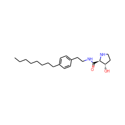 CCCCCCCCc1ccc(CCNC(=O)[C@H]2NCC[C@@H]2O)cc1 ZINC000049694788