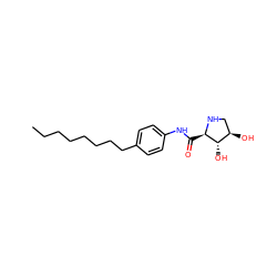 CCCCCCCCc1ccc(NC(=O)[C@H]2NC[C@@H](O)[C@@H]2O)cc1 ZINC000049695546