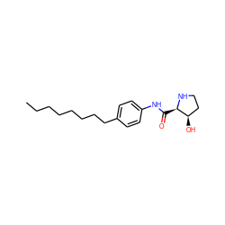 CCCCCCCCc1ccc(NC(=O)[C@H]2NCC[C@H]2O)cc1 ZINC000049695545