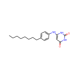 CCCCCCCCc1ccc(Nc2cc(=O)[nH]c(=O)[nH]2)cc1 ZINC000003653609