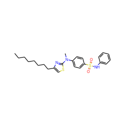 CCCCCCCCc1csc(N(C)c2ccc(S(=O)(=O)Nc3ccccc3)cc2)n1 ZINC000034801600