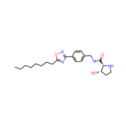 CCCCCCCCc1nc(-c2ccc(CNC(=O)[C@H]3NCC[C@@H]3O)cc2)no1 ZINC000058520039