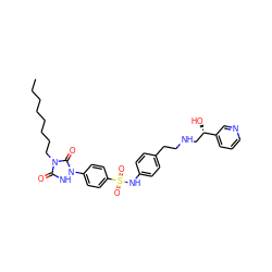 CCCCCCCCn1c(=O)[nH]n(-c2ccc(S(=O)(=O)Nc3ccc(CCNC[C@H](O)c4cccnc4)cc3)cc2)c1=O ZINC000034801607