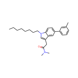 CCCCCCCCn1cc(CC(=O)N(C)C)c2cc(-c3cccc(C)c3)ccc21 ZINC000064549339