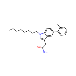 CCCCCCCCn1cc(CC(N)=O)c2cc(-c3ccccc3C)ccc21 ZINC000064539007