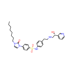 CCCCCCCCn1ccn(-c2ccc(S(=O)(=O)Nc3ccc(CCNC[C@H](O)c4cccnc4)cc3)cc2)c1=O ZINC000034801610