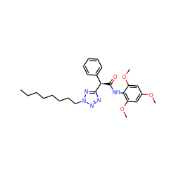 CCCCCCCCn1nnc([C@H](C(=O)Nc2c(OC)cc(OC)cc2OC)c2ccccc2)n1 ZINC000036331000