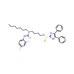 CCCCCCCN(CCCCC[S@@+]([O-])c1nc(-c2ccccc2)c(-c2ccccc2)[nH]1)C(=O)Nc1ccc(F)cc1F ZINC000014243308