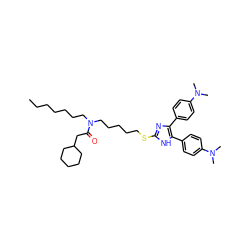 CCCCCCCN(CCCCCSc1nc(-c2ccc(N(C)C)cc2)c(-c2ccc(N(C)C)cc2)[nH]1)C(=O)CC1CCCCC1 ZINC000036330836