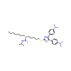 CCCCCCCN(CCCCCSc1nc(-c2ccc(N(C)C)cc2)c(-c2ccc(N(C)C)cc2)[nH]1)C(=O)NC(C)C ZINC000036330812