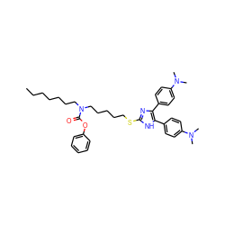 CCCCCCCN(CCCCCSc1nc(-c2ccc(N(C)C)cc2)c(-c2ccc(N(C)C)cc2)[nH]1)C(=O)Oc1ccccc1 ZINC000036330817