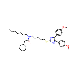 CCCCCCCN(CCCCCSc1nc(-c2ccc(OC)cc2)c(-c2ccc(OC)cc2)[nH]1)C(=O)CC1CCCCC1 ZINC000036330839