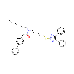 CCCCCCCN(CCCCCSc1nc(-c2ccccc2)c(-c2ccccc2)[nH]1)C(=O)Cc1ccc(-c2ccccc2)cc1 ZINC000036331461