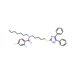 CCCCCCCN(CCCCCSc1nc(-c2ccccc2)c(-c2ccccc2)[nH]1)C(=O)c1ccc(F)cc1F ZINC000036331453