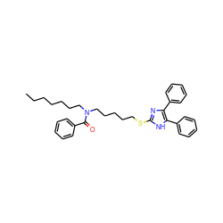 CCCCCCCN(CCCCCSc1nc(-c2ccccc2)c(-c2ccccc2)[nH]1)C(=O)c1ccccc1 ZINC000036331458